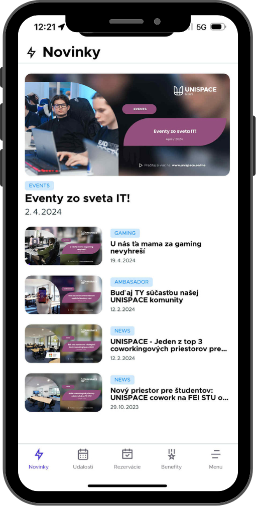 Mobilná aplikácia UNISPACE